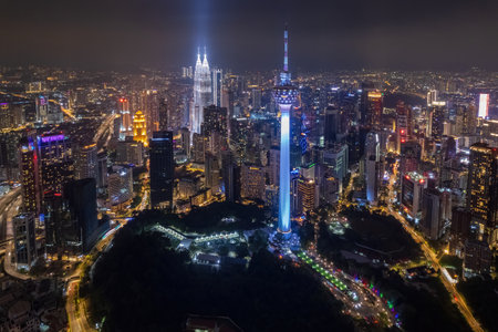 aerial view of beautiful kuala lumpur city.kuala lumpur is a heart of malaysiaの写真素材