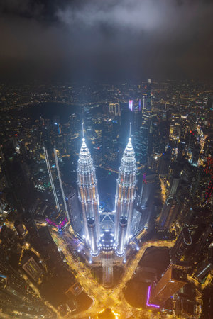 kuala lumpur, malaysia - 30 april 2025 : The city's energy pulses through the nightの写真素材