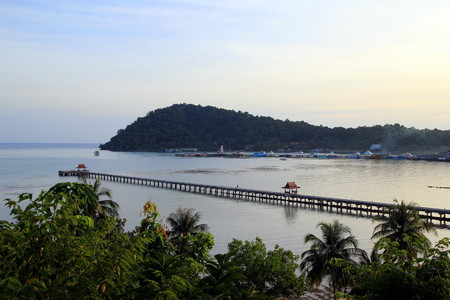 Island Koh Chang, Thailand. The view on the sunset beach.の写真素材
