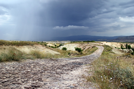 Cappadocia, Turkey. The cloudy and rainy weather in the mountains.の写真素材