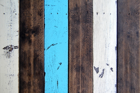 The brown, white and blue wooden background.の写真素材
