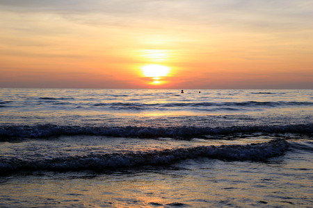 Travel to island Koh Chang, Thailand. The colorful sunset on the beach.の写真素材