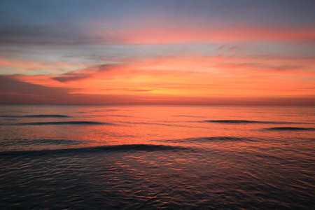 Travel to island Koh Chang, Thailand. The colorful sunset on the beach.の写真素材
