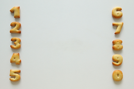 The numbers from the cookies on the white background.