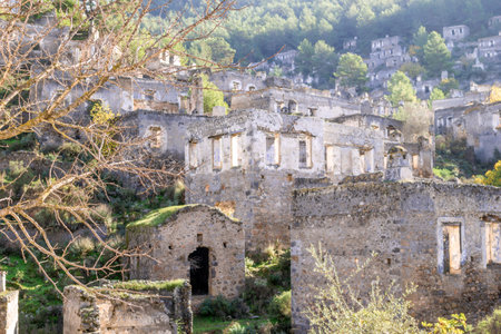 Ancient Greek broken city Kayakoy near to Oludeniz, Turkey.の写真素材