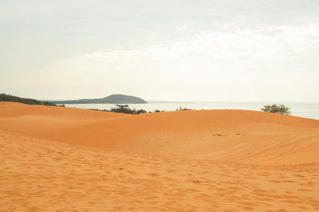 Red Sand Dunes Landscape, Mui Ne, Vietnam. A Breathtaking Vista for Travel and Adventure.の写真素材