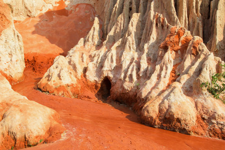 Fairy Stream in Mui Ne, Vietnam. A Geological Wonder of Red Sandstone Formations and Canyon.の写真素材