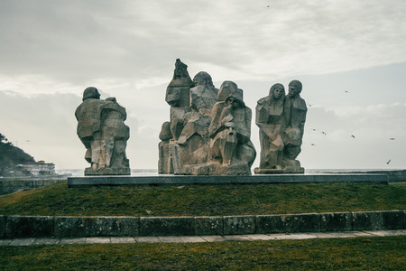 Outdoor sculptures in Baiona, Galicia Spainの写真素材