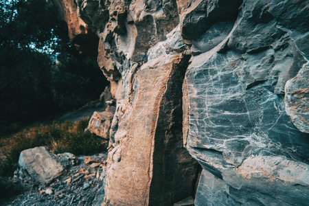 Close-up of textures and abstract shapes of stones in natureの写真素材