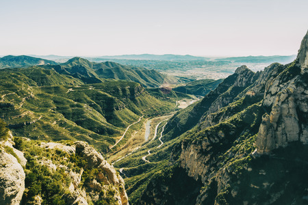 Landscape with views from the Montserrat mountain in Barcelonaの写真素材