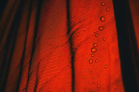 drops of water on a waterproof clothの写真素材