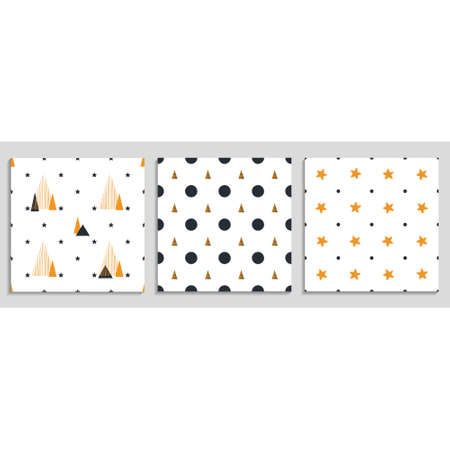 Collection of Christmas and New Year patterns. Pattern with hand drawn Christmas tree, star, dots. Texture for fabric, textile, poster, card, print, invitation, wrapperのイラスト素材