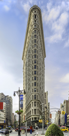 NEW YORK, NY, USA - 30.10.2013: Flat Iron building, built in 1902 is of the first skyscrapers ever built, taken on October 30, 2013 in New York City, United States.のeditorial素材