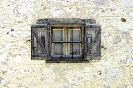 Window of a wooden hutの写真素材