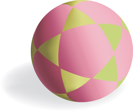 Red ball with green ornament and shadow on white backgroundのイラスト素材