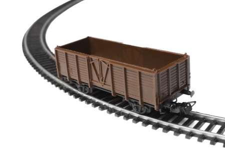 Brown toy wagon isolated on white background