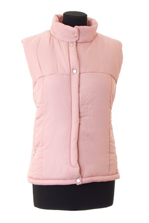 Mannequin torso with female winter jacket. Isolated on white backgroundの写真素材