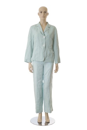 Female mannequin in blue pyjamas. Isolated on white backgroundの写真素材
