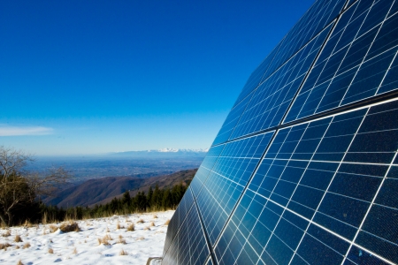 solar cells on the top of the mountain, italyの写真素材