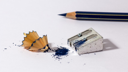 a pencil with an iron sharpenerの写真素材