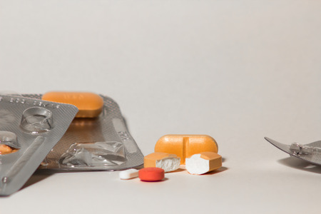 ready for the treatment with three blisters of pillsの写真素材