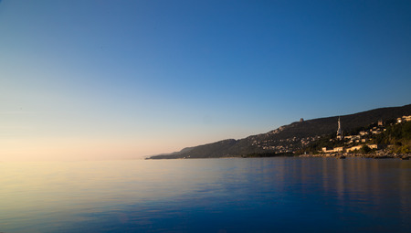 evening on the shoreline of Triesteの写真素材