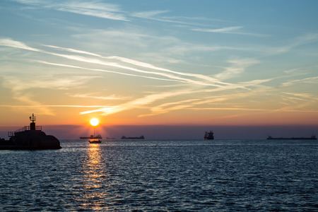 evening on the bay of Triesteの写真素材