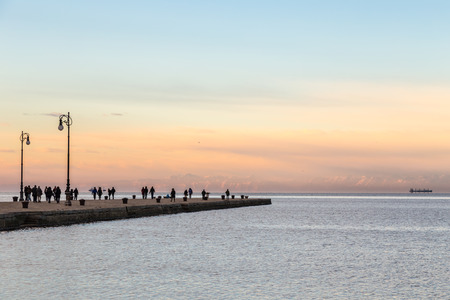 sun is shining on the docks of Trieste, Italyの写真素材