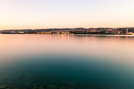 Spring evening in the port of Trieste, Italyの写真素材