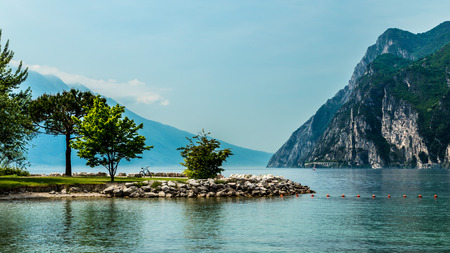 a spring morning at the Lake of Garda Italyの写真素材