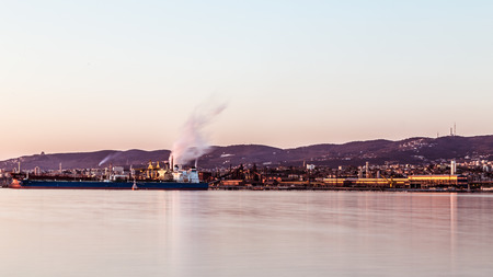 Spring evening in the port of Trieste, Italyの写真素材