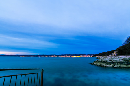 Winter evening from the shore of Muggia, Trieste Gulfの写真素材