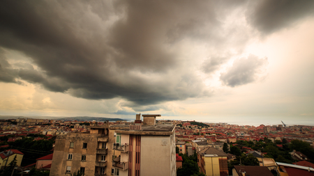 a big storm approaching the city of Triesteの写真素材