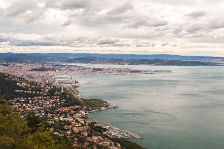 view of the bay of Trieste during a storm