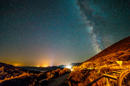 A beautiful view of the Milky way over the sea of Croatiaの写真素材