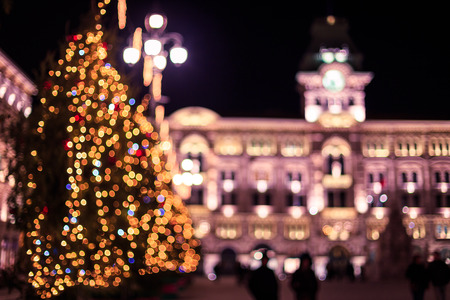 A christmas fair in an italian squareの写真素材