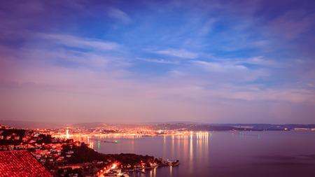 the lighthouse of the city of Triesteの写真素材