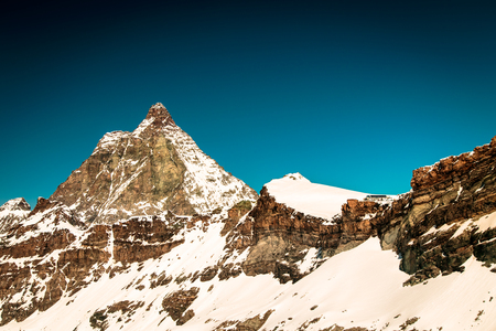 Spring day on the glacier of Mount Cervinio, Italyの写真素材