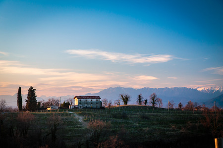 Sunset near the Abbey of Rosazzo, Friuli, Italyの写真素材