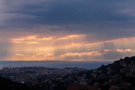 a big storm approaching the city of Triesteの写真素材