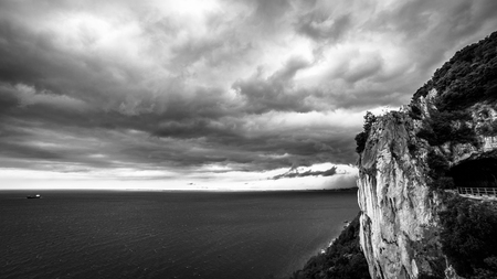 Storm approaching the sea in the gulf of Triesteの写真素材