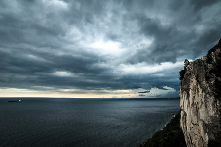 Storm approaching the sea in the gulf of Triesteの写真素材