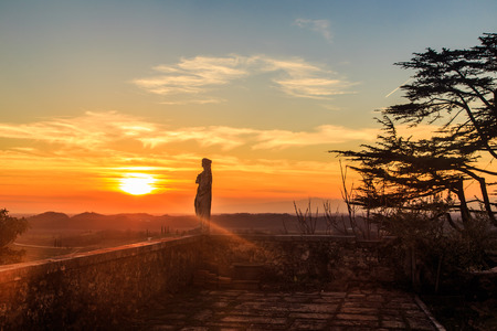 Sunset near the Abbey of Rosazzo, Friuli, Italyの写真素材
