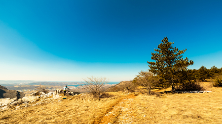 The Val Rosandra, a beautiful valley near the city of Trieste in a spring morningの写真素材