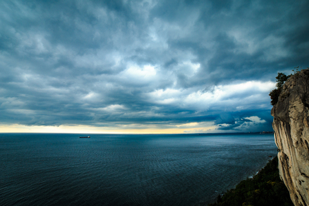 Storm approaching the sea in the gulf of Triesteの写真素材