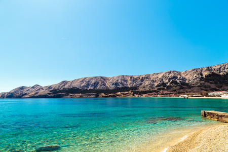 Baska and its beach in a sunny dayの写真素材