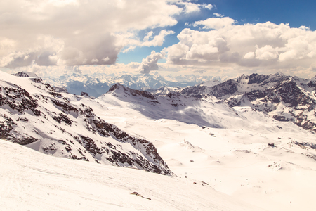 Spring day on the glacier of Mount Cervinio, Italyの写真素材
