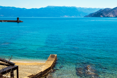 Baska and its beach in a sunny dayの写真素材