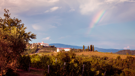 Sunset near the Abbey of Rosazzo, Friuli, Italy in a summer dayの写真素材