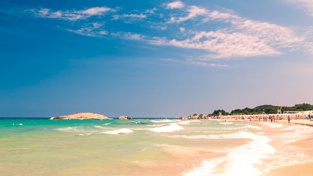 A day at the beach in Sardinia in an hot summerの写真素材
